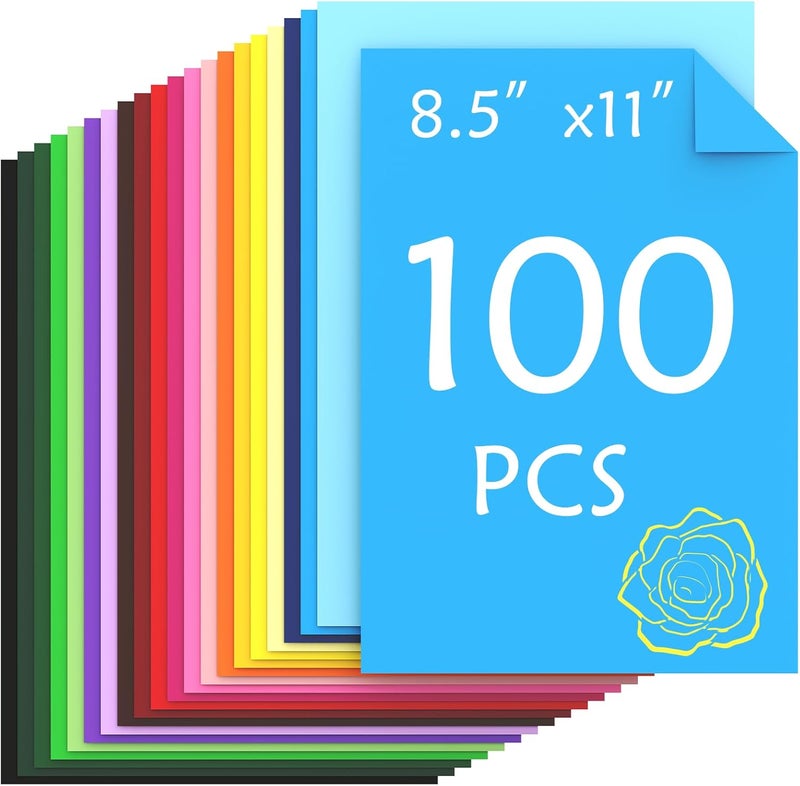 Ftumertly 100 Sheets Colored Cardstock, 20 Assorted Colors Card Stock Paper, 180gsm/65lb Card Stock Colored Paper, Colored Scrapbook Paper for Crafting, Christmas DIY Card Making, Scrapbooking - Image 1